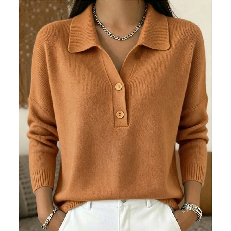 Refined Collared Button Pullover