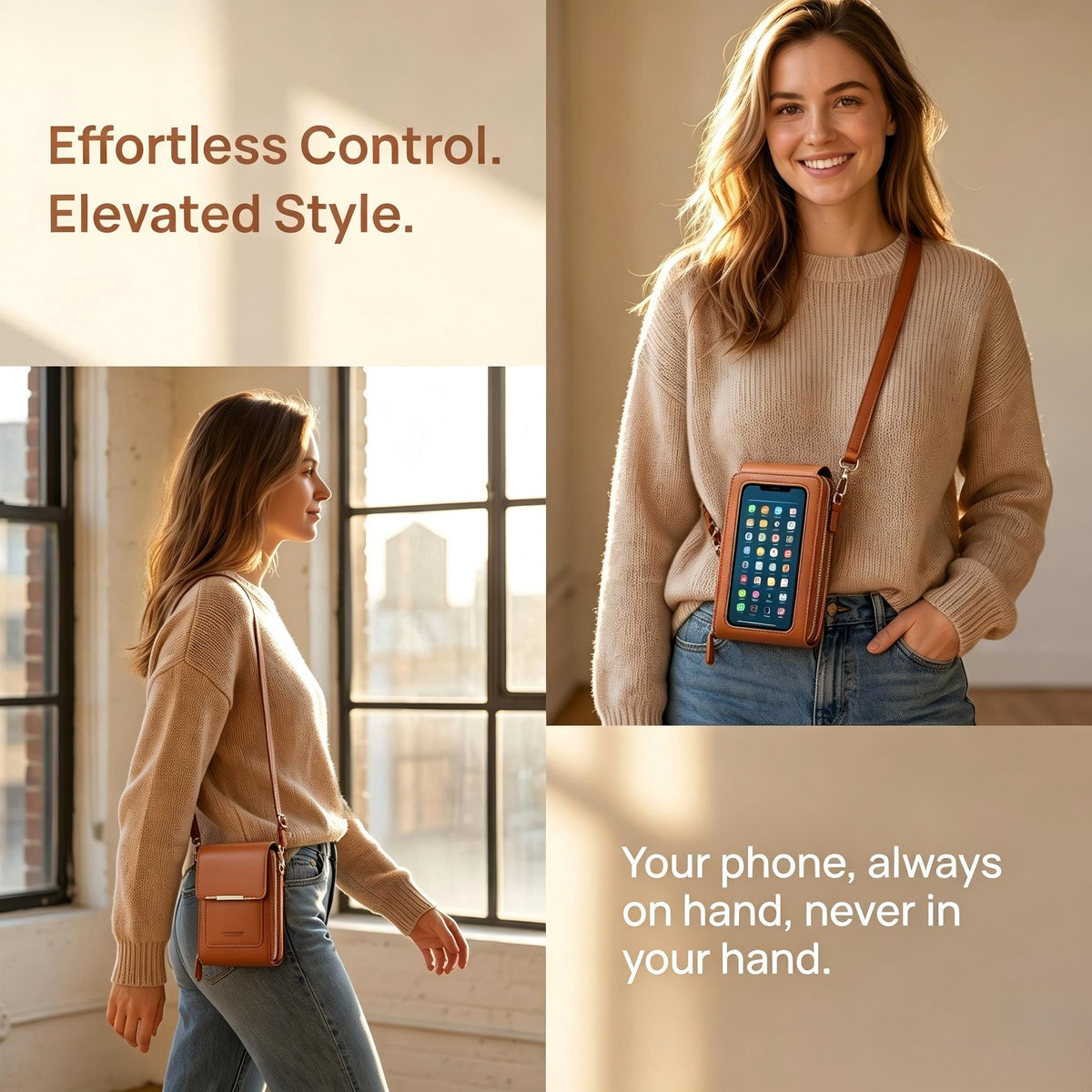 Trendy Minimalist Elegant Touchscreen Crossbody Phone Wallet
