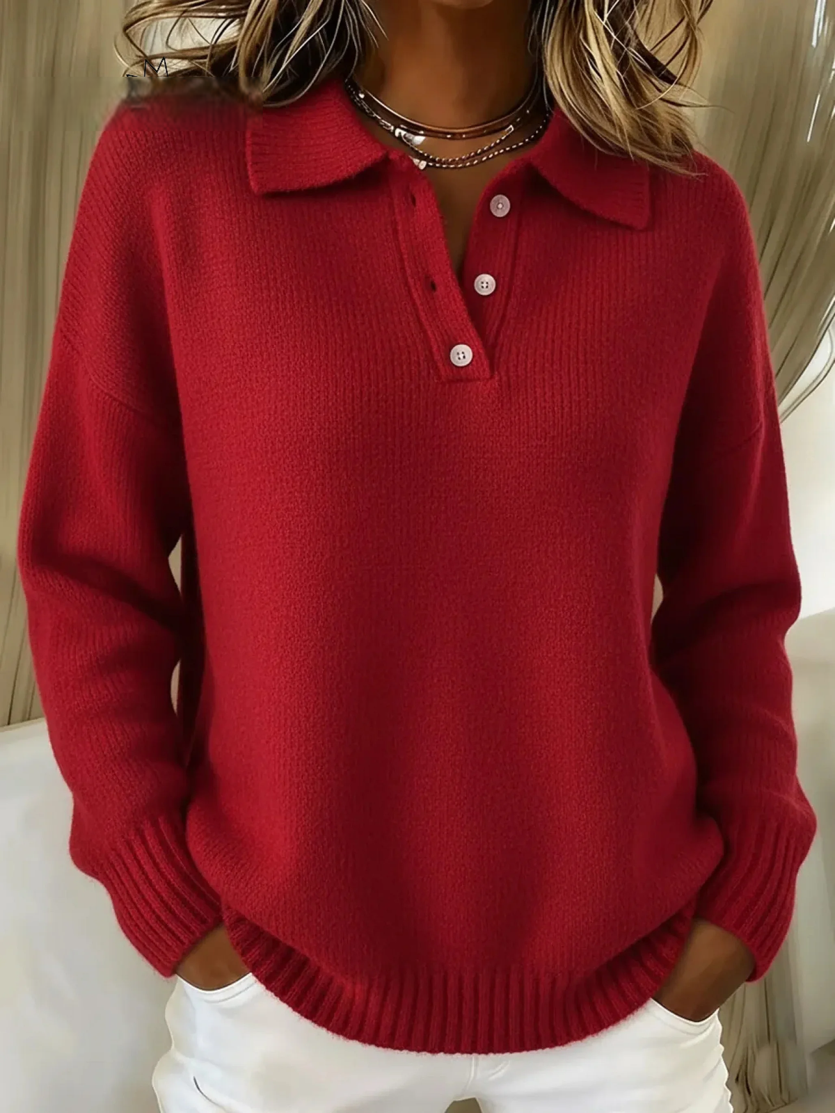 Classic Buttoned Turtleneck Sweater
