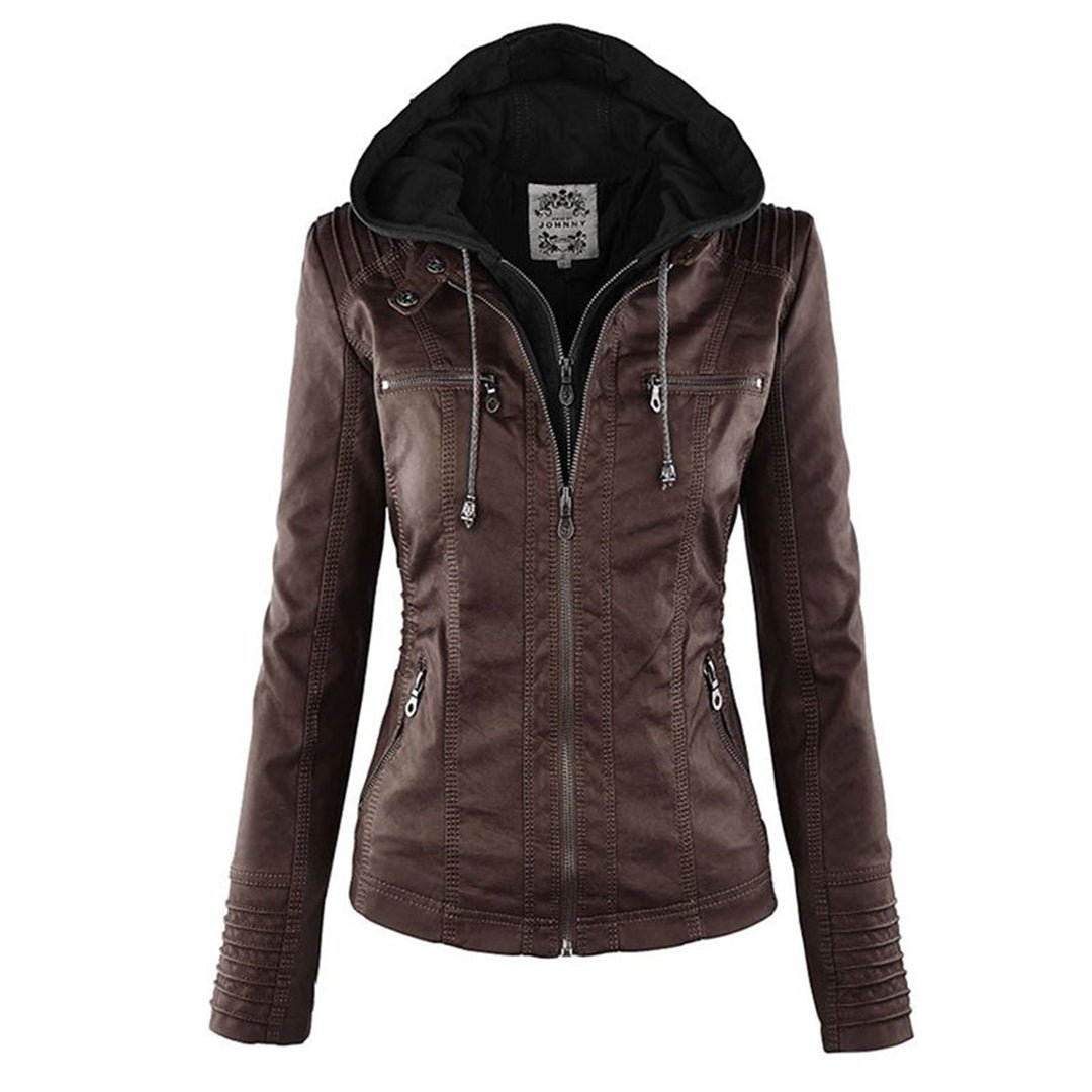 Moto Jacket with Removable Hood