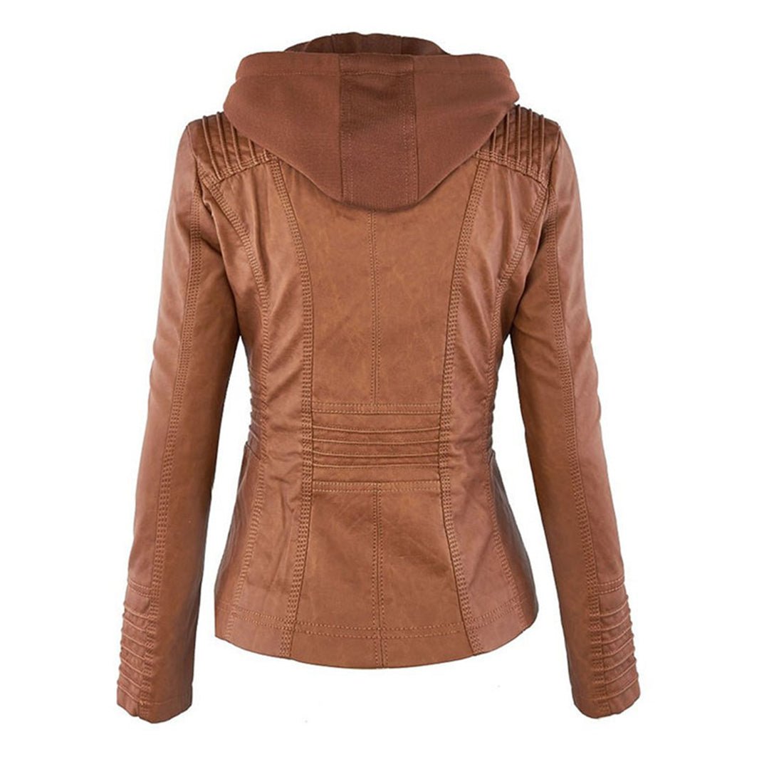 Moto Jacket with Removable Hood