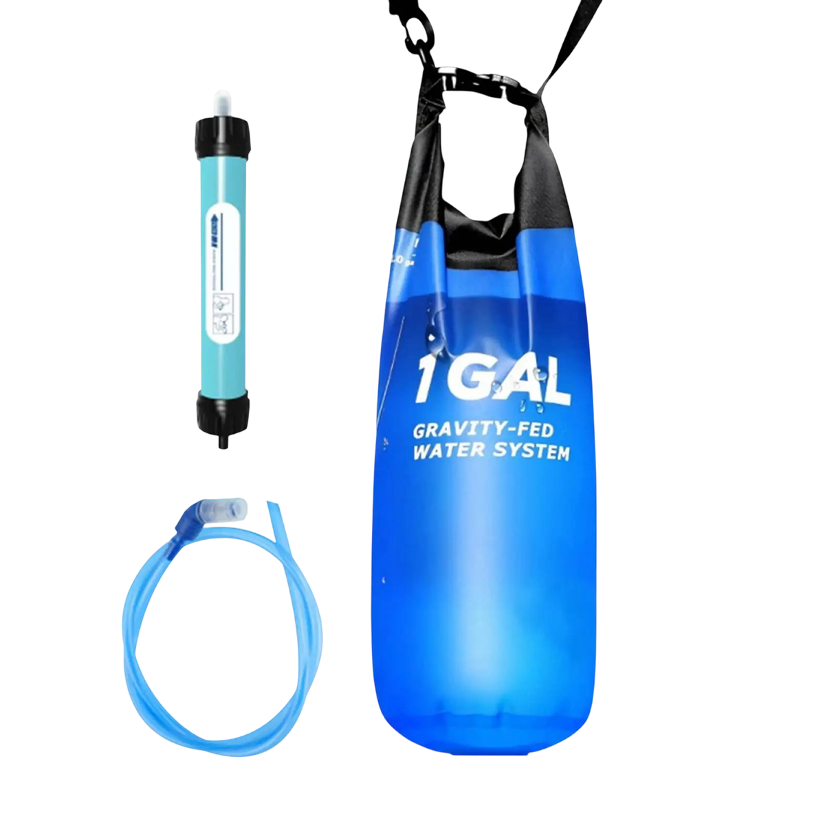 Gravity Water Filter Purifier System with 0.01 Micron Membrane, Countertop Filtration, for Camping & Home Emergency, 1.5L, Portable