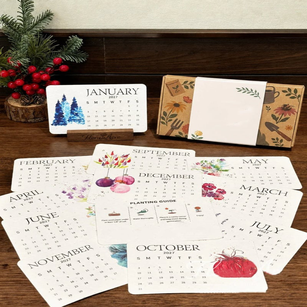 Plantable Seed Paper Calendar 2027 – 12 Plantable Calendar Cards