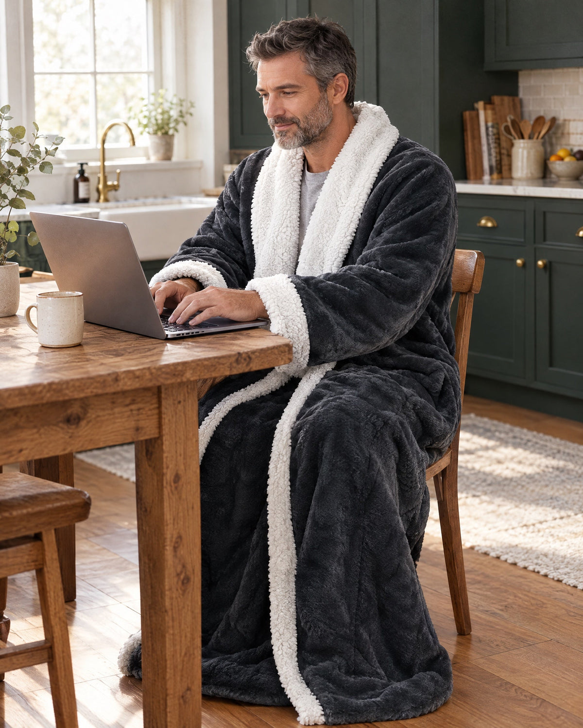 Portable Heated Blanket Robe with Sleeves and Foot Pocket