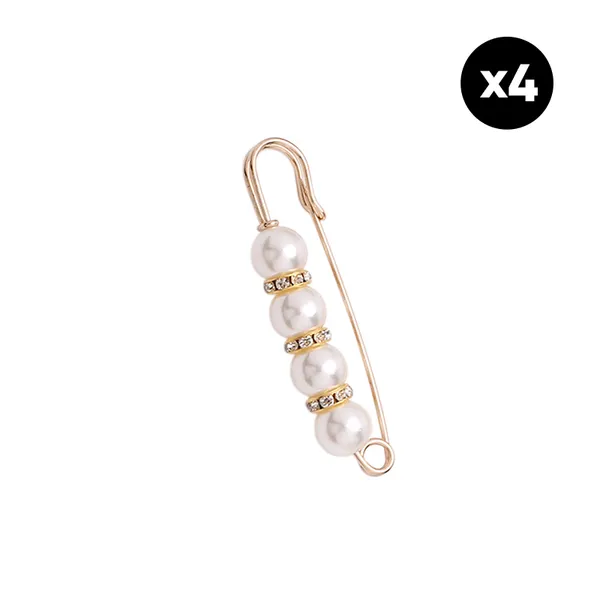 Fancy Rhinestones Pearls Safety Pin Brooch