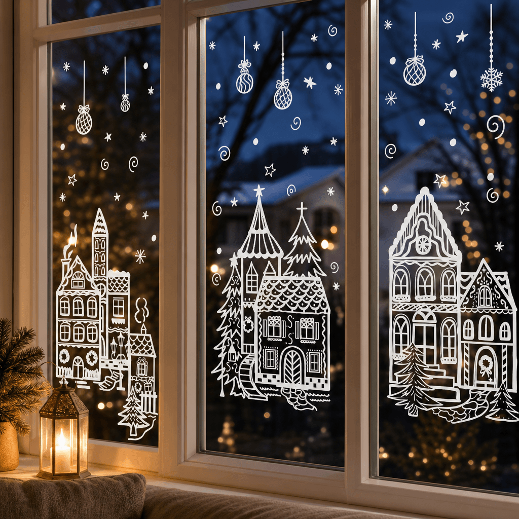 Festive Static Decals for Glass