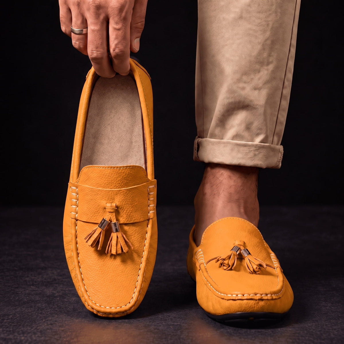 Ochre Tassel Loafers