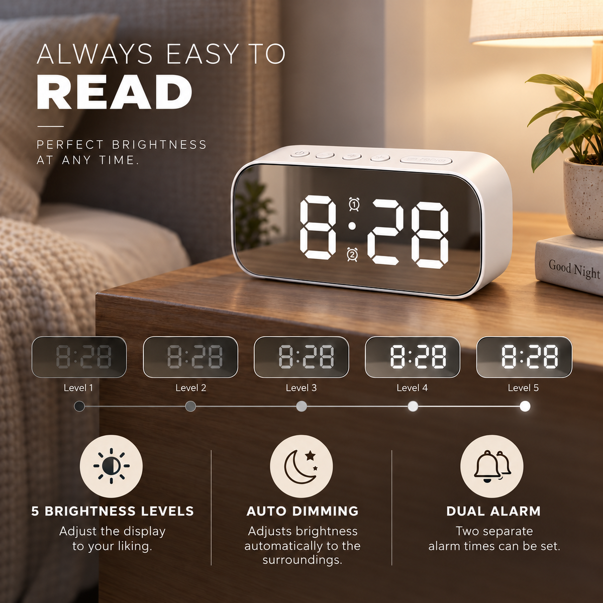 Thrives Outdoor | Lumenoct Modern LED Digital Alarm Clock
