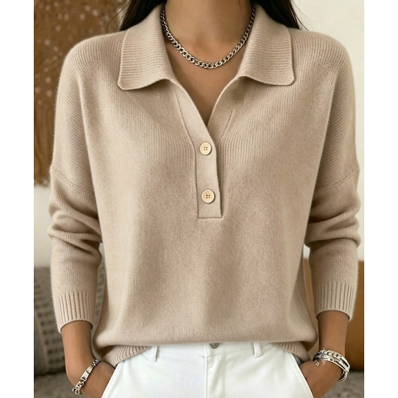 Refined Collared Button Pullover