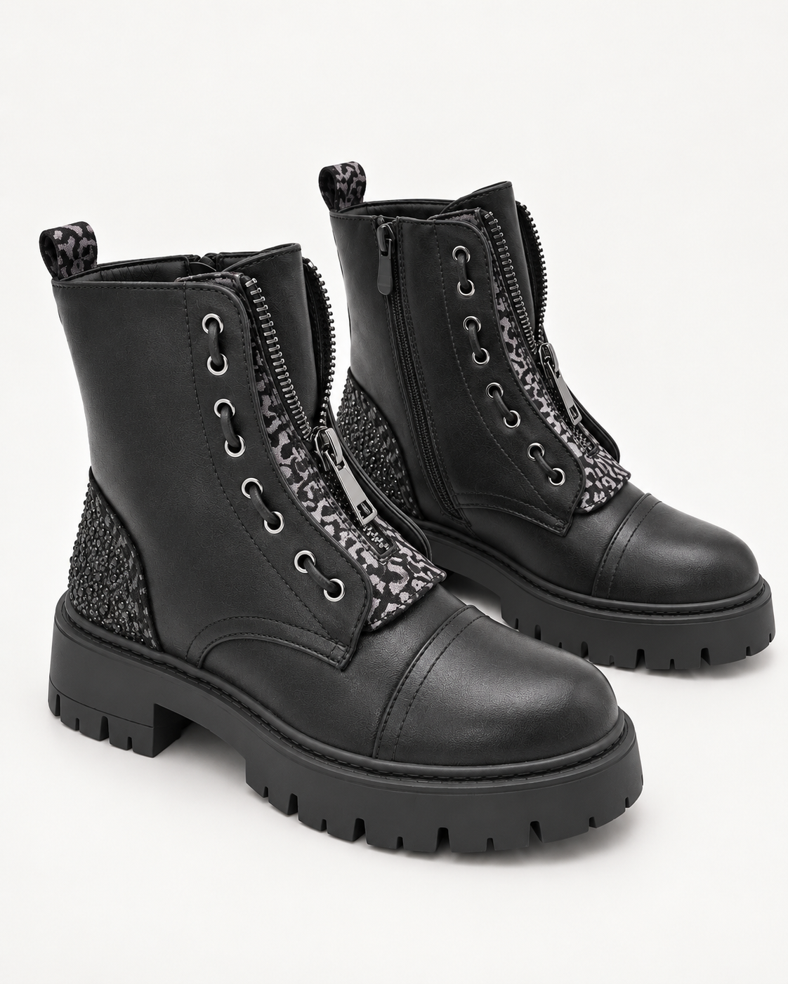 Jada Chunky Lace-Up Boots - Black