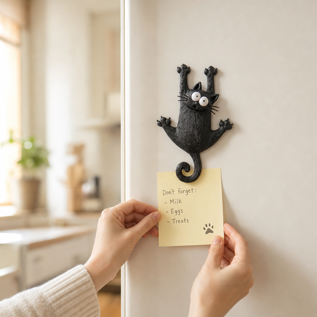 Hanging Black Cat Refrigerator Magnet