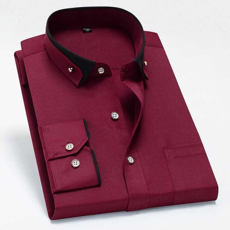 Button-Up Shirt with Contrast Collar