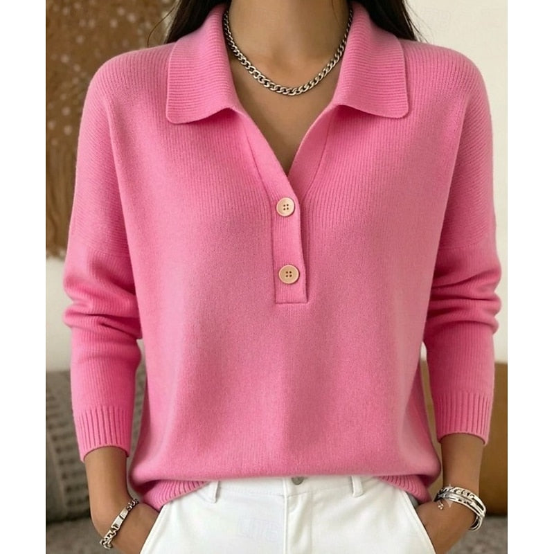 Refined Collared Button Pullover