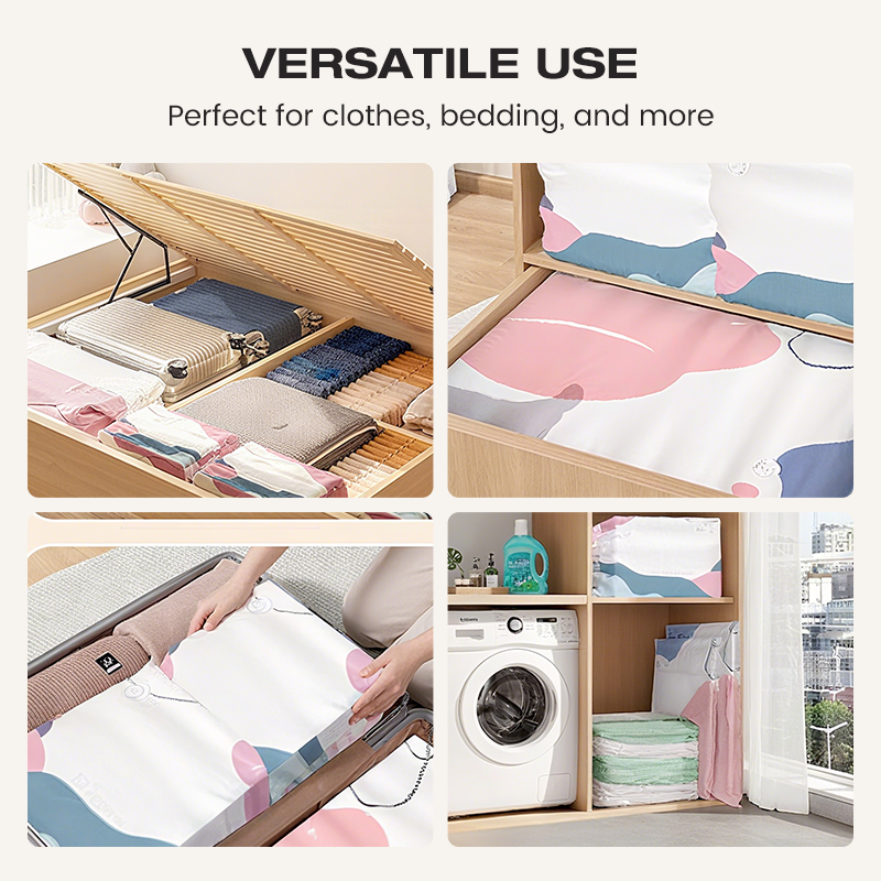 Large Compressible Vacuum Storage Bag - No Pump, Waterproof & Ideal for Saving Space in Suitcases and at Home