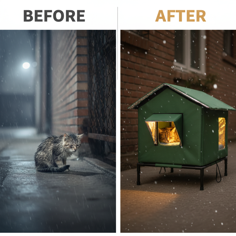Elevated Outdoor Cat House | Waterproof, Insulated & Protected Against Weather and Wind