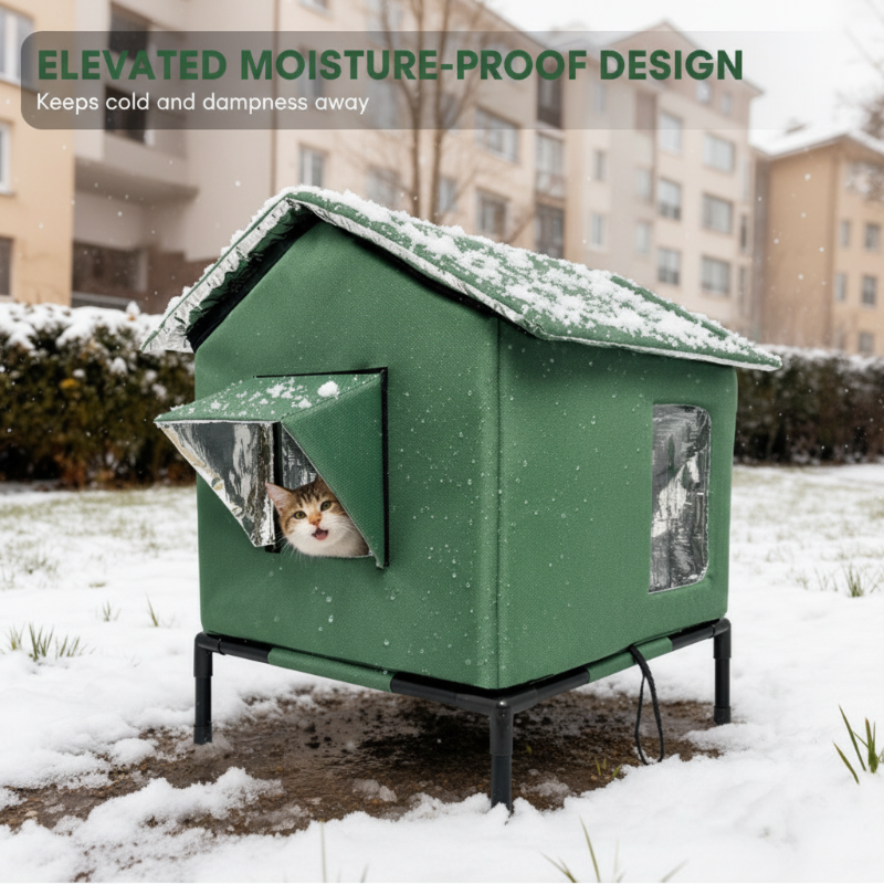 Elevated Outdoor Cat House | Waterproof, Insulated & Protected Against Weather and Wind