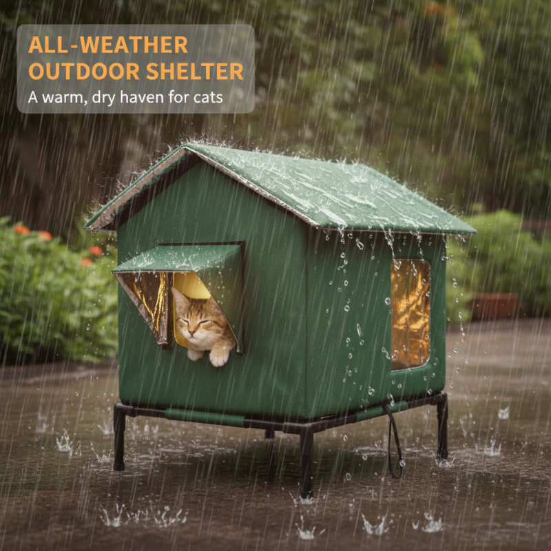 Elevated Outdoor Cat House | Waterproof, Insulated & Protected Against Weather and Wind