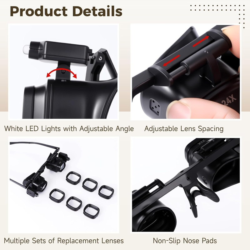 Professional Head Mount Magnifying Glass – Clear Lens, LED Illumination & Perfect Tool for DIY Repairs
