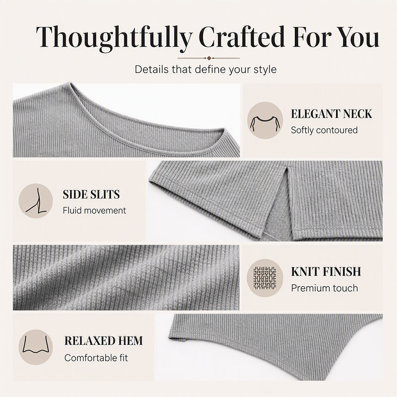 Off-Shoulder Blouse with Side Split – Flowing Drape & Modern Edge for Any Casual Occasion