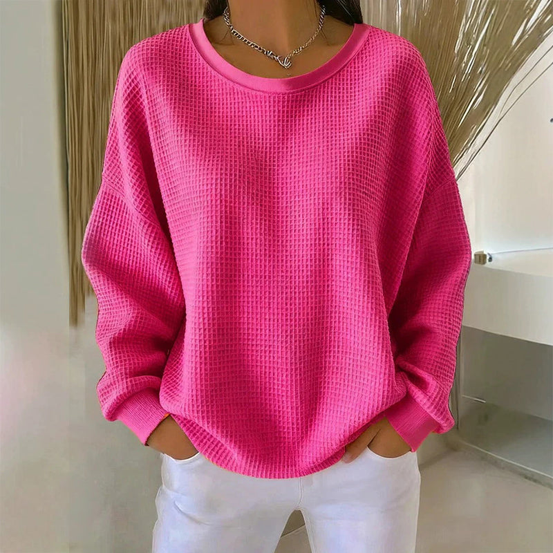 Waffle Texture Sweatshirt – Easy Breezy Fit & Classic Style for Any Casual Look