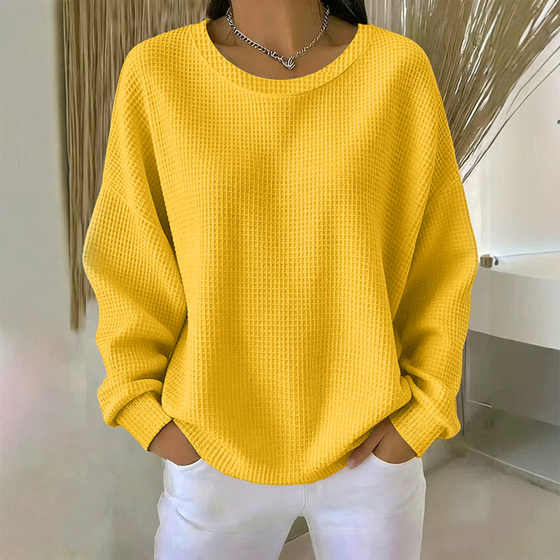 Waffle Texture Sweatshirt – Easy Breezy Fit & Classic Style for Any Casual Look