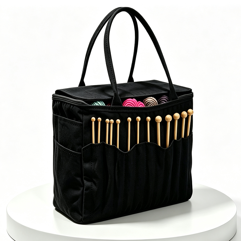 No More Tangled Yarn! Canvas Yarn Storage Bag with Needle Pockets