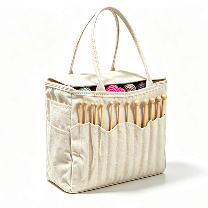 No More Tangled Yarn! Canvas Yarn Storage Bag with Needle Pockets