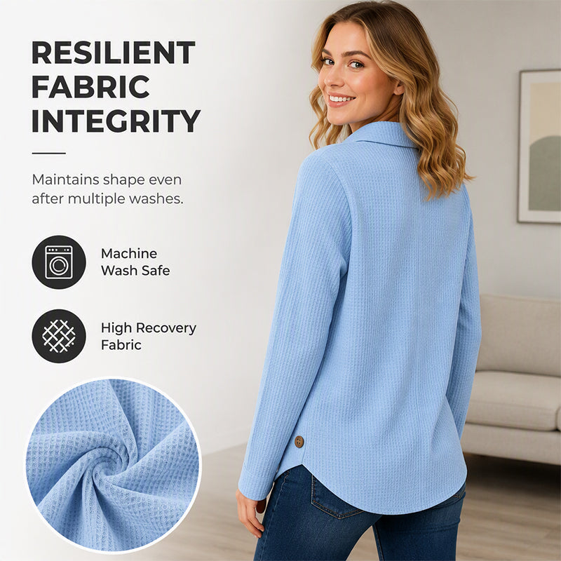 Soft Waffle Knit Top with Irregular Hem – Versatile Colors for Any Casual Occasion