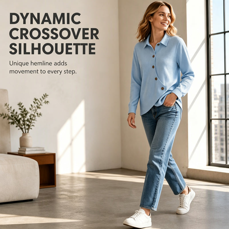 Soft Waffle Knit Top with Irregular Hem – Versatile Colors for Any Casual Occasion