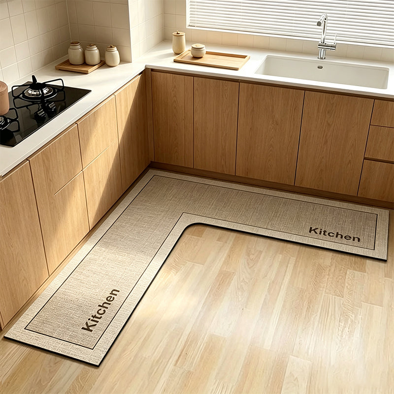 Quick-Dry Kitchen Mat – L-shape diatomite, absorbs water & oil, non-slip
