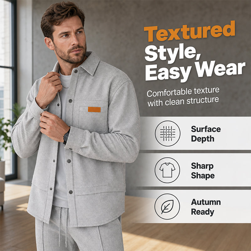 Texture Meets Utility | Men's 2-Piece Lounge Set with Functional Pockets