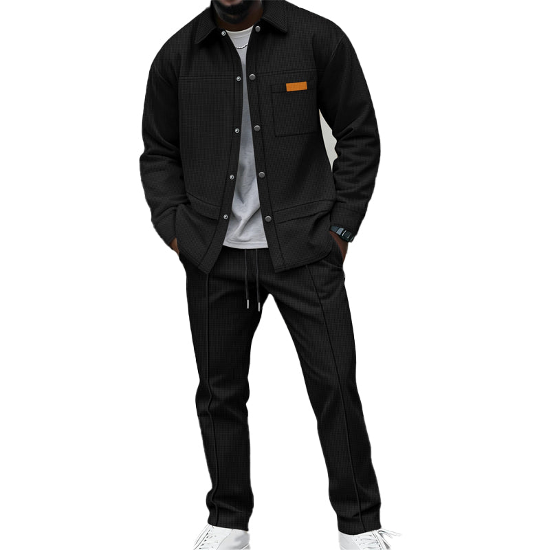 Texture Meets Utility | Men's 2-Piece Lounge Set with Functional Pockets