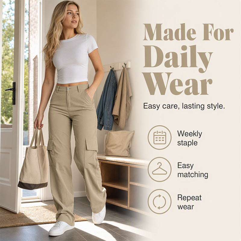 More Pockets, Easy Movement | Women's High-Waist Straight-Leg Cargo Pants