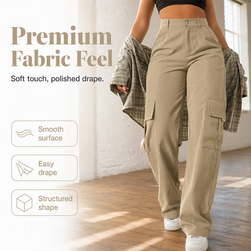 More Pockets, Easy Movement | Women's High-Waist Straight-Leg Cargo Pants