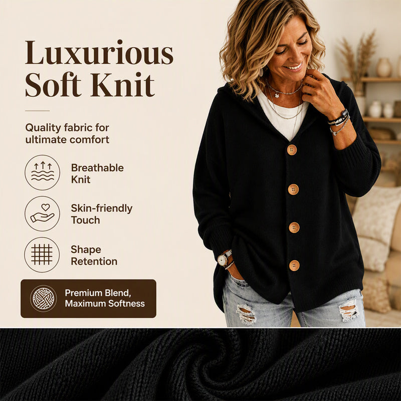 Women's Hooded Relaxed-Fit Knit Cardigan