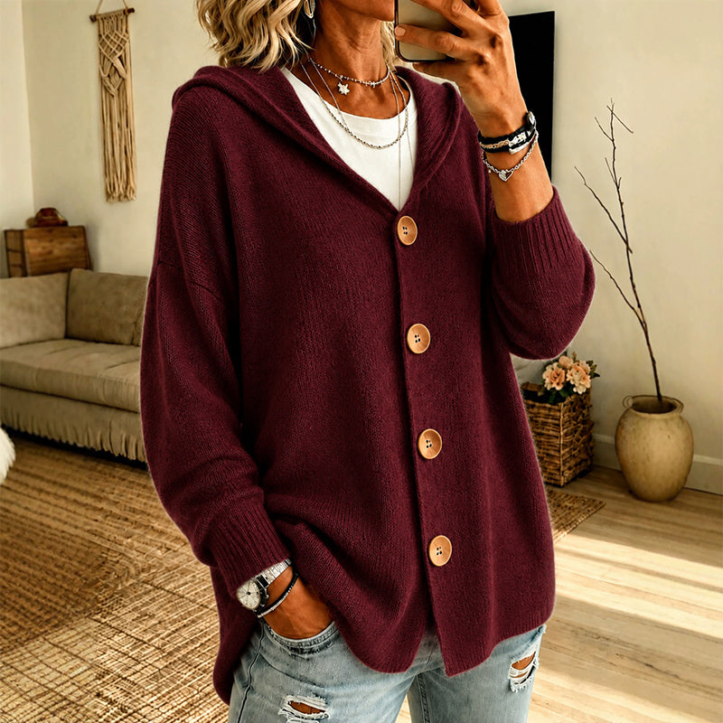 Women's Hooded Relaxed-Fit Knit Cardigan