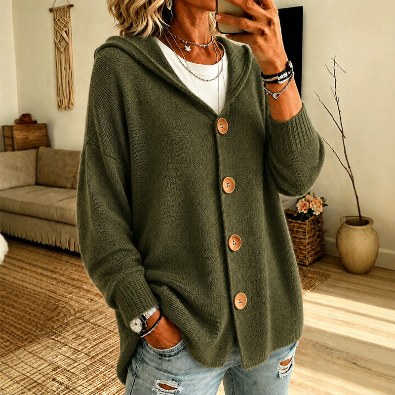 Women's Hooded Relaxed-Fit Knit Cardigan