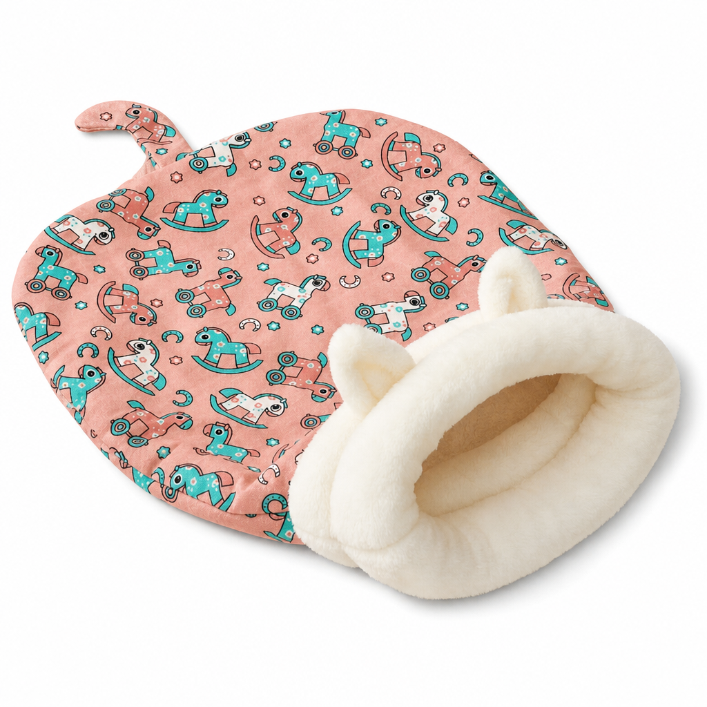 Semi-Enclosed Warm Sleeping Bag, Soft Deep Sleep Cave Bed for Pets with Blanket for Cats and Small Dogs