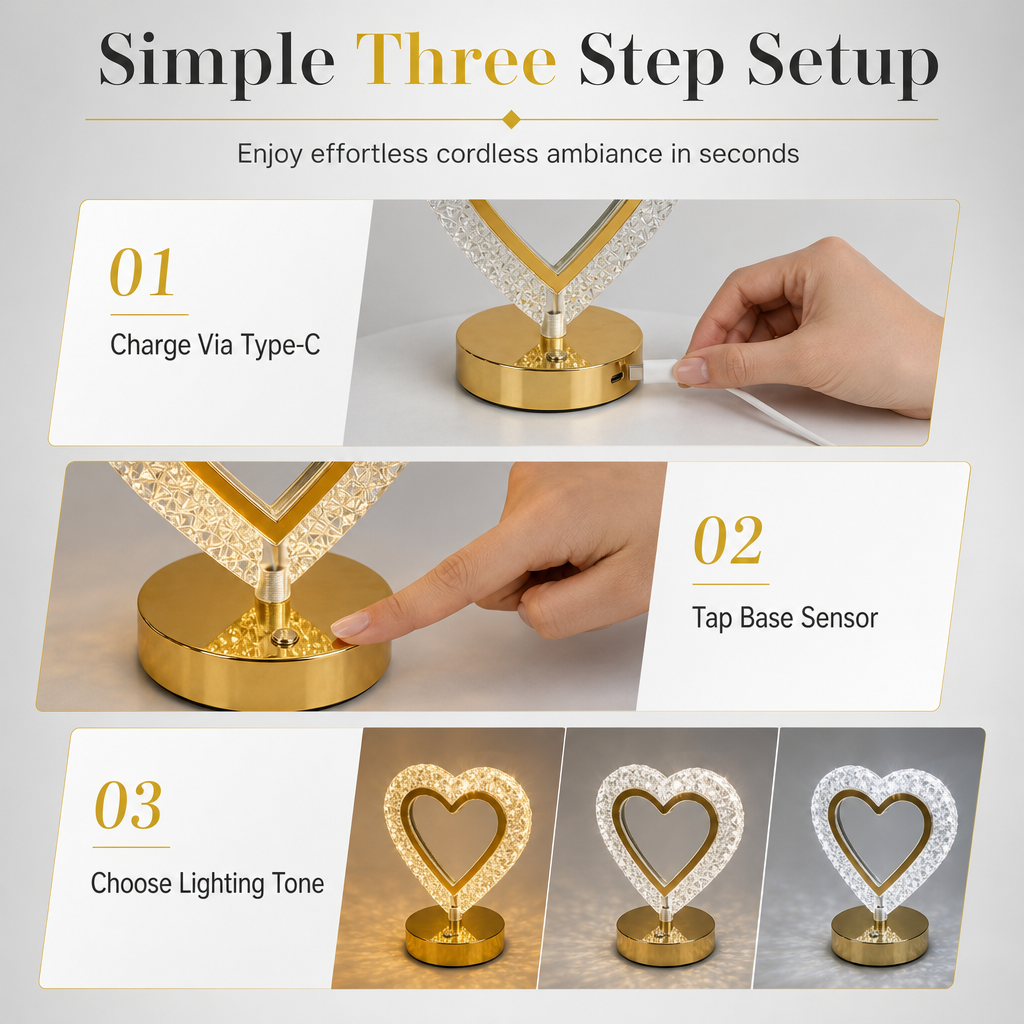 Geometric Crystal Night Lamp: Touch Control, 3 Colors, USB Rechargeable, Cozy Bedroom Light