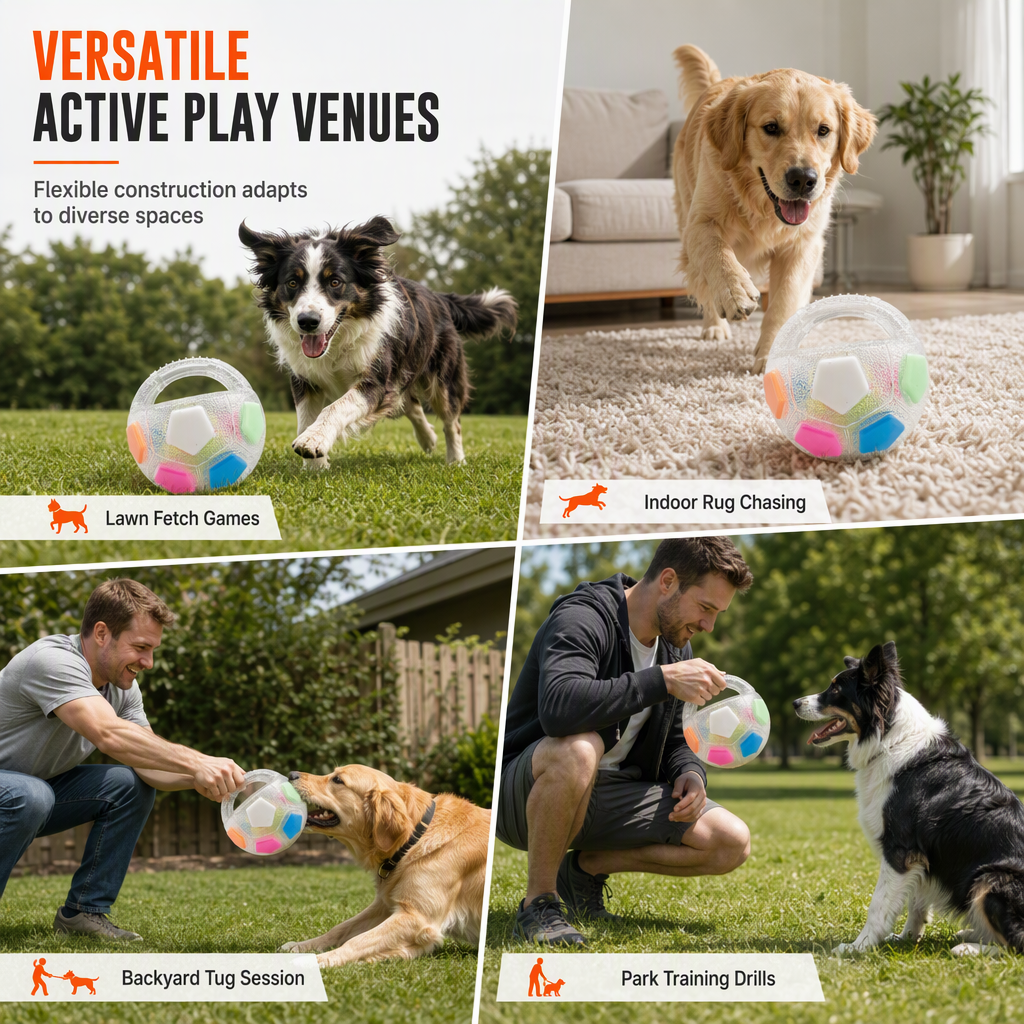 Interactive Football Dog Toy with Grip Handles