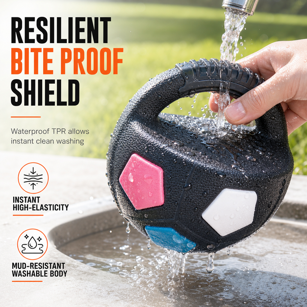 Interactive Football Dog Toy with Grip Handles