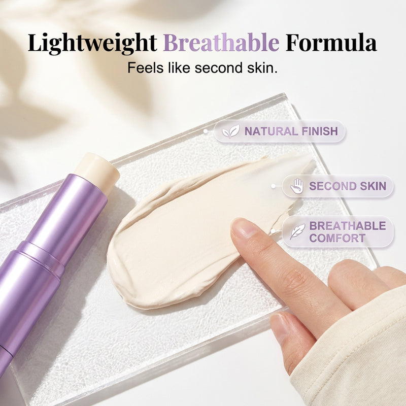 2-in-1 Color-Changing Foundation Stick – Built-In Brush, Smooth Buildable Coverage & Easy On-the-Go Makeup