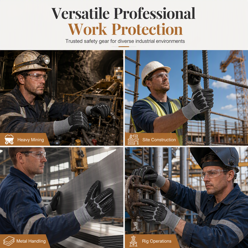 Thickened Impact Resistant Work Gloves | Heavy Duty Safety Gloves, Shock & Wear Protection for Mechanics & Construction