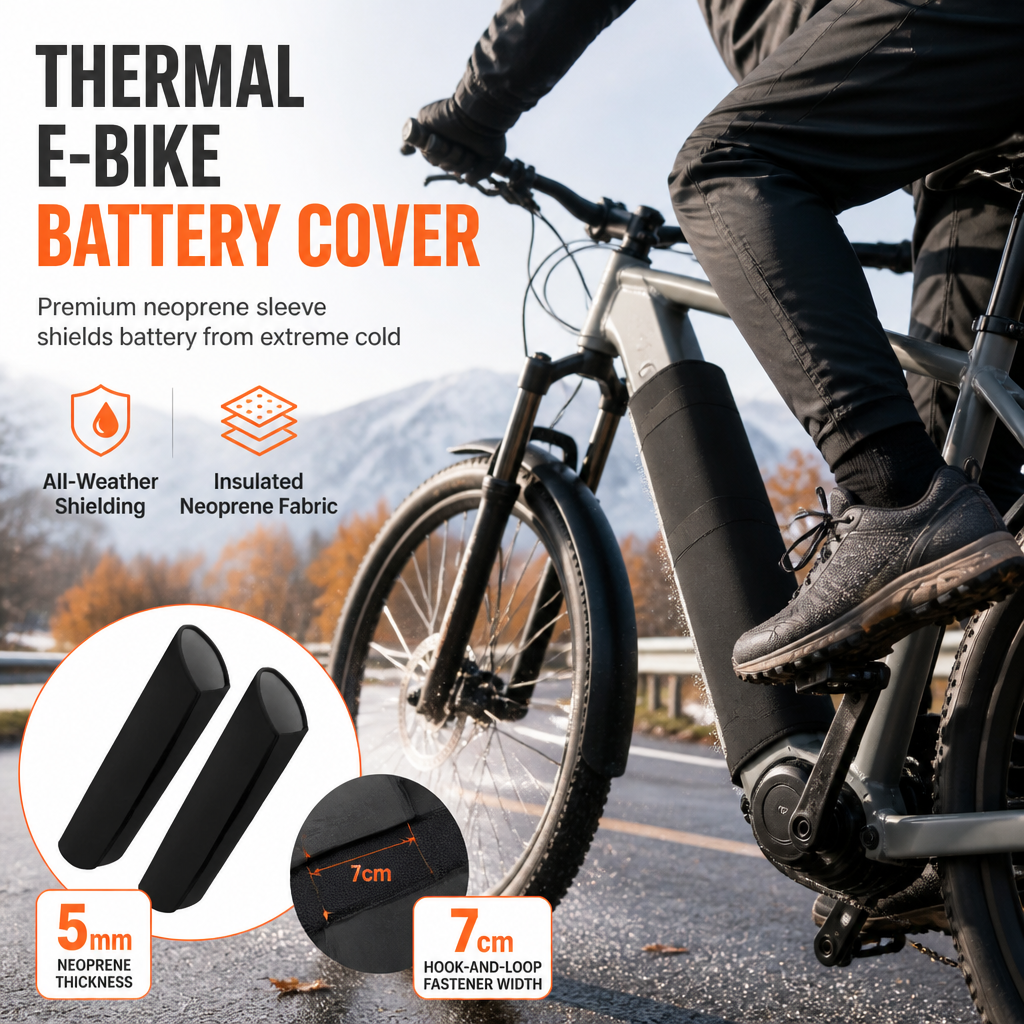 Lithium Battery Cover for Electric Bike, Waterproof, Dustproof and Cold-Resistant Protective Sleeve for Electric Bike Frame, Neoprene
