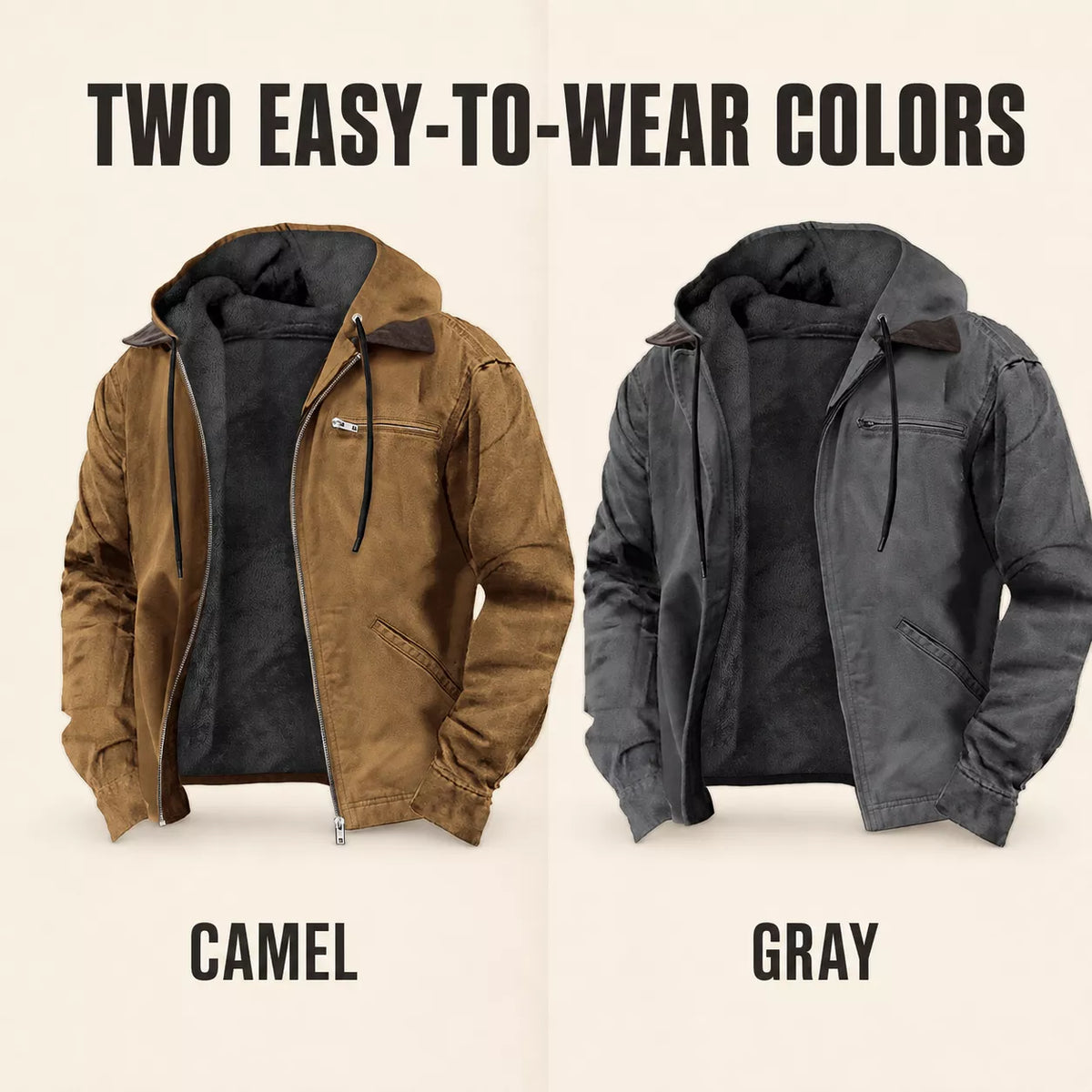 Men's Plush-Lined Hooded Work Jacket