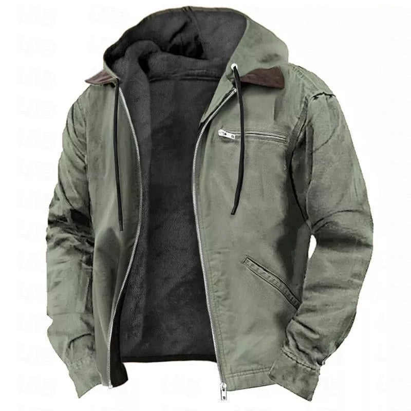 Men's Plush-Lined Hooded Work Jacket