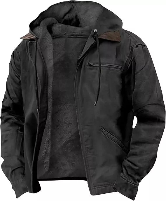 Men's Plush-Lined Hooded Work Jacket