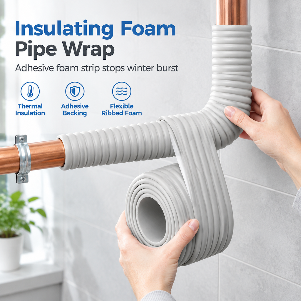 Self-Adhesive Insulation Pipe, Protects Water Pipes Against Freezing Outdoors
