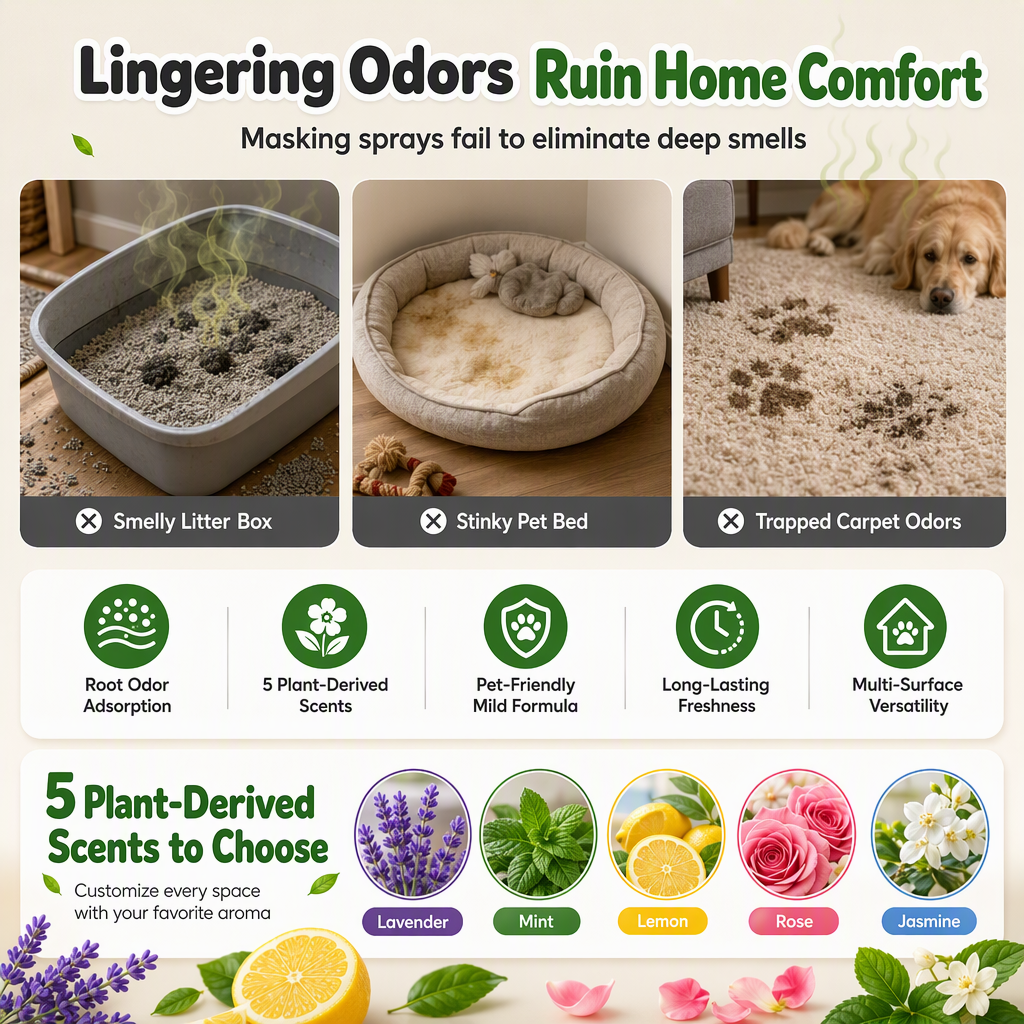 Cat Litter Deodorizing Granules – Easy Sprinkle-On Odor Control in Five Fresh Scents