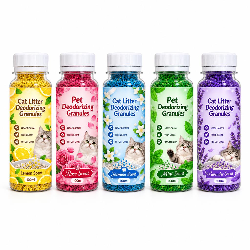 Cat Litter Deodorizing Granules – Easy Sprinkle-On Odor Control in Five Fresh Scents